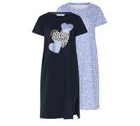Yourset Curve 2 Pack Leopard Heart Midaxi Nightdresses - Women's - Plus Size Curve Blue