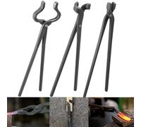 Yoursme Blacksmith Tongs Set (3 PCS) - Knife Making Tools - Alloy Steel - Black