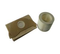 Yourspares Karcher WD2.200, WD2.240, WD2.250 4C, WD2.250 CCC, WD2250, WD2400 and WD2500 MV2 Wet & Dry Vacuum Cleaner Dust Bags and Filter Set