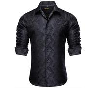 YourTies Mens Paisley Floral Dress Shirts Long Sleeve Button Down Shirt | Silk Jacquard Woven Button Up Shirts,Wrinkle Free Lightweight Vintage Western,Formal Casual Business Wedding Party Prom Daily