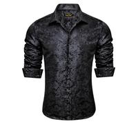 YourTies Mens Paisley Floral Dress Shirts Long Sleeve Button Down Shirt | Silk Jacquard Woven Button Up Shirts,Wrinkle Free Lightweight Vintage Western,Formal Casual Business Wedding Party Prom Daily