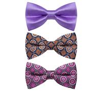 YourTies Purple Bow Tie for Men Pretied Bowtie Polka Dot Solid Color Bow Tie Formal Business Tuxedo Wedding Party Prom 3PCS