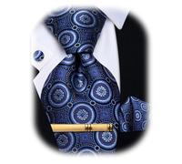 YourTies Royal Blue Tie for Men Polka Dot Silk Necktie Pocket Square Cufflink Tie Clip Set Wedding Party Business Formal