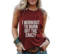 YourTops Women I Workout to Burn Off The Crazy Shirt Tank Top for Women, 2-burgundy, X-Large