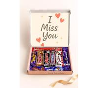 YourTreatBox I Miss You Chocolate Gift Box - Long Distance Comfort Assortment with Cadbury Twirl, Twix, Snickers, Milky Way, Mars, Kinder Bueno, Lindt & Dairy Milk Duo, Personalised Chocolate Gifts