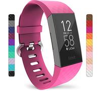 Yousave Accessories Bracelet Compatible With Fitbit Charge 3/4, Replacement Band, Sport Strap - Small - Hot Pink