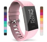 Yousave Accessories Bracelet Compatible with Fitbit Charge 3/Fitbit Charge 4, Replacement Fitbit Charge 3/Fitbit Charge 4 Band, Sport Replacement Strap - Small - Blush Pink