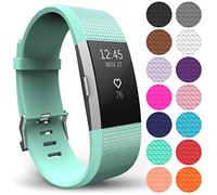 Yousave Accessories Compatible Strap for FitBit Charge 2, Silicone Sport Wristband for the FitBit Charge 2 - (Large - Single Pack, Mint Green)