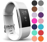 Yousave Accessories Compatible Strap for FitBit Charge 2, Silicone Sport Wristband for the FitBit Charge 2 - (Small - Single Pack, White)
