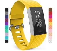 Yousave Compatible Silicone Strap for Fitbit Charge 3 & 4 - Sport Wristband - Large - Mellow Yellow