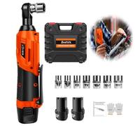 YouseaHome 12V Power Ratchet Wrenches Set with 2300 RPM Speed, 2pcs 1500mAh Batteries 3/8" Electric Cordless Ratchet Wrench Set with Fast Charger, 7 Sockets Electric Ratchet Wrench Set, Orange