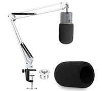 YOUSHARE White Boom Arm with Pop Filter - Mic Stand with Windscreen Foam Cover Compatible with Razer Seiren X Streaming Microphone