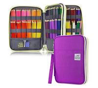 YOUSHARES 192 Slots Colored Pencil Case, Large Capacity Pencil Holder Pen Organizer Bag with Zipper for Prismacolor Watercolor Coloring Pencils, Gel Pens & Markers for Artist (Purple)
