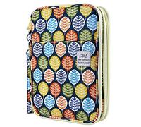 YOUSHARES 192 Slots Colored Pencil Case, Large Capacity Pencil Holder Pen Organizer Bag with Zipper for Prismacolor Watercolor Coloring Pencils, Gel Pens for Artist (Colorful Leaves)