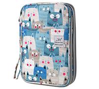 YOUSHARES 192 Slots Colored Pencil Case, Large Capacity Pencil Holder Pen Organizer Bag with Zipper for Prismacolor Watercolor Coloring Pencils, Gel Pens for Artist (Big-Faced Cat )