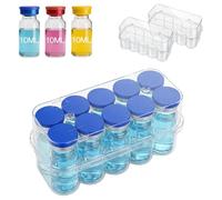 YOUSHARES 2 Pcs Peptide Case for Fridge - Peptide Travel Case for Storage 10 Slots 10ml Insulin Vial Holder, Transparent Box for 5-10ml Glass Vials for GLP-1, BAC Water Storage, Perfect Organized Fit