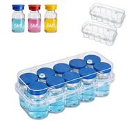 YOUSHARES 2 Pcs Peptide Case for Fridge - Peptide Travel Case for Storage 10 Slots 5ml Insulin Vial Holder, Transparent Box for 1-5ml Glass Vials for GLP-1, BAC Water Storage, Perfect Organized Fit