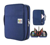 YOUSHARES 220 Slots Colored Pencil Case, 145 Slots Gel Pens fo Coloring Case Organizer, Handy Multilayer Color Pencil Holder for Glitter Gel Pens, Refills, Colored Pencils for Adults & Artist (Blue)