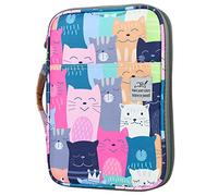YOUSHARES 96 Slots Colored Pencil Case, Large Capacity Pencil Holder Pen Organizer Bag with Zipper for Prismacolor Watercolor Coloring Pencils, Gel Pens for Artist (Learning Cat)