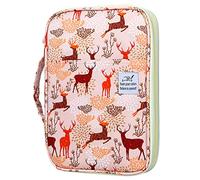 YOUSHARES 96 Slots Colored Pencil Case, Large Capacity Pencil Holder Pen Organizer Bag with Zipper for Prismacolor Watercolor Coloring Pencils, Gel Pens for Artist (Christmas Deer)