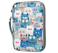 YOUSHARES 96 Slots Colored Pencil Case, Large Capacity Pencil Holder Pen Organizer Bag with Zipper for Prismacolor Watercolor Coloring Pencils, Gel Pens for Artist (Big-Faced Cat)