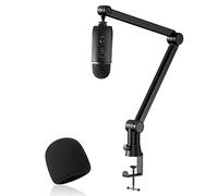 Youshares Blue Yeti Mic Stand with Pop Filter - Premium Mic Arm, Heavy Duty Boom Arm with Cable Management, 3/8" to 5/8" Adapter