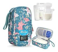 YOUSHARES Breastmilk Cooler Travel Bag with Digital Thermometer, Small Insulated Baby Milk Storage with 2 Ice Packs, Daycare and On-The-Go Moms （Lily）