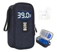 YOUSHARES Breastmilk Cooler Travel Bag with Digital Thermometer, Small Insulated Baby Milk Storage with 2 Ice Packs, Daycare and On-The-Go Moms （Navy）