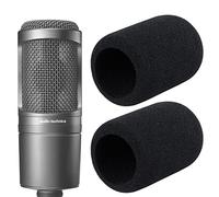 YOUSHARES Foam Mic Windscreen - 2 Pack Large Size Microphone Cover for Audio Technica AT2020 and Other Large Microphones, As a Pop Filter (Black)