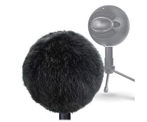 YOUSHARES Furry Windscreen Muff - Customized Pop Filter for Microphone, Windshield Wind Cover for Improve Blue Snowball iCE Mic Audio Quality (Black)