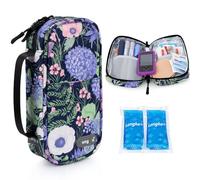 YOUSHARES Insulin Cooler Travel Case - Insulin Pen Carry Case with Two Ice Packs Each 80g, Medical Travel Cooler Bags for Diabetic Supplies (Hydrangea)