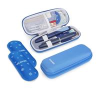 YOUSHARES Insulin Cooler Travel Case - Monjaro Travel Case with 2 Ice Packs, Keep Medicine Cool While Traveling for Diabetic Supplies (Blue)