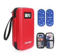 YOUSHARES Insulin Travel Case with Temperature Display - Large Capacity Insulin Pen Case with 2 Big Ice Packs for Diabetes Supplies, Insulin Case (Red)