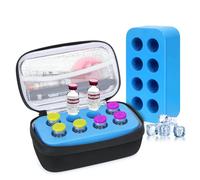 YOUSHARES Insulin Vial Cooler Travel Case - Peptide Storage Fridge Case, Freezable Ice Brick Medicine Organizer with 8 Slots for 10ml U-100 Vials, Insulin Vial Holder for Fridge GLP-1 Storage(Black)