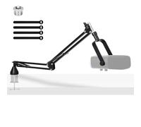 YOUSHARES Low Profile Mic Arm - Microphone Boom Arm Stand Compatible with HyperX Mic, FIFINE Mic, Blue Yeti Microphone and Most Mic, Adjustable LP Mic Stand for Podcast, Streaming