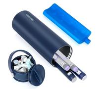 YOUSHARES Medicine Travel Cool Bag - Insulin Pen Case with Ice Pack, Injection Cooler Travel Case 48H Cooling, TSA Approved, Portable Bottle Holds 1-5 Insulin Pens (Navy)
