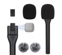 YOUSHARES Mic Handle for Wireless Interview DJI Mic 3 with Metal Plate - DJI Microphone Holder, Handheld Adapter with Windscreen Compatible with DJI Mic 3 Lavalier Microphone for Vlogging, Podcast