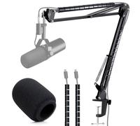 YOUSHARES Microphone Arm Compatible with Shure SM7dB Dynamic Vocal Microphone - SM7dB Boom Arm with Mic Cover Foam&Cable Sleeve, SM7dB Mic Stand with Pop Filter
