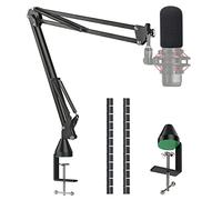 YOUSHARES QuadCast Mic Boom Arm Stand with Mic Foam Cover - Professional Studio Scissor Mic Stand Compatible with HyperX QuadCast Microphone with Windscreen
