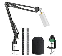 YOUSHARES Razer Seiren X Mic Stand with Foam Mic Cover - Mic Boom Arm Stand with Windscreen Pop Filter Compatible with Razer Seiren X Microphone