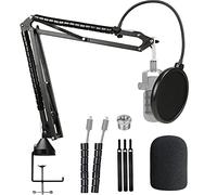 YOUSHARES Rode Podmic Stand with Microphone Windscreen and Dual Layered Mic Pop Filter for Rode PodMic Podcasting Microphone by