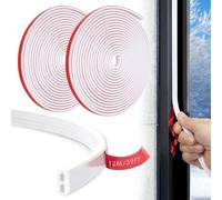 YOUSHARES Window Draught Excluder Tape - 12M/39Ft Silicone Door Insulation Strip, Self Adhesive Weather Stripping Seal Strip for Doors and Windows (White)