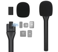 YOUSHARES Wireless Interview Mic Handle with Metal Plate - Interview GO Handheld Adapter Compatible with DJI Mic Mini, Hollyland Lark M2 Magnetic Lavalier Microphone Holder