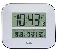 Youshiko Jumbo Large LCD Radio Controlled Wall & Desk Clock (UK & Ireland Version) Silent Battery Operated Temperature Humidity Calendar for Home Office