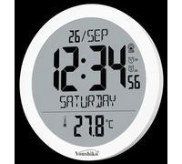 Youshiko Jumbo Large Radio Controlled Wall Clock with Temperature Display, Round, White (UK & Ireland Version)