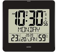 Youshiko Large Digital Wall Clock - Silent Radio Controlled MSF Clock (UK & Ireland Version/Premium Quality/Clear Display) with Indoor Temperature & Humidity, Home, Office, Kitchen