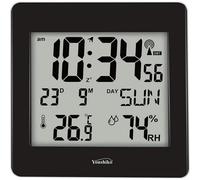 Youshiko Large Jumbo Lcd Radio Controlled Wall Clock With Temperature And Humidity Display Yc8058