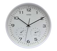 Youshiko Large Wall Clock with Temprature & Humidity, 12'' Non Ticking Silent Sweeping Seconds, Home/Kitchen/Office/School Clock, Easy to Read (White)