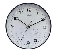 Youshiko Large Wall Clock with Temprature & Humidity, 12'' Non Ticking Silent Sweeping Seconds, Home/Kitchen/Office/School Clock, Easy to Read (Black)