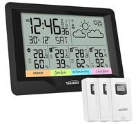 Youshiko (Official 2026 UK Version), 3 x Wireless Sensors Weather Station, Radio Controlled Clock Temperature Thermometer Humidity, Barometric Pressure (Extra Large/Console Size: 20 .5 x 13 cm)